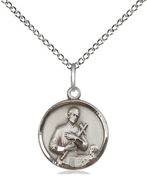 [0601GSS/18SS] Sterling Silver Saint Gerard Pendant on a 18 inch Sterling Silver Light Curb chain