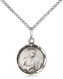 [0601JSS/18SS] Sterling Silver Saint Jude Pendant on a 18 inch Sterling Silver Light Curb chain