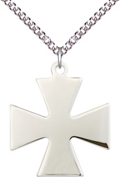 [2043SS/24SS] Sterling Silver Surfer Cross Pendant on a 24 inch Sterling Silver Heavy Curb chain