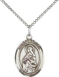[8239SS/18SS] Sterling Silver Saint Matilda Pendant on a 18 inch Sterling Silver Light Curb chain