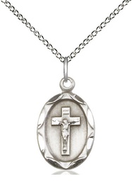[0612CFSS/18SS] Sterling Silver Crucifix Pendant on a 18 inch Sterling Silver Light Curb chain