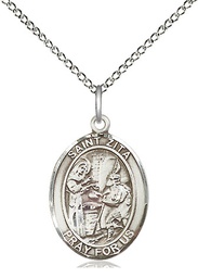 [8244SS/18SS] Sterling Silver Saint Zita Pendant on a 18 inch Sterling Silver Light Curb chain