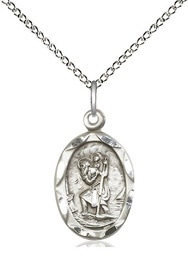 [0612CSS/18SS] Sterling Silver Saint Christopher Pendant on a 18 inch Sterling Silver Light Curb chain