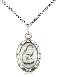 [0612PISS/18SS] Sterling Silver Saint Pio of Pietrelcina Pendant on a 18 inch Sterling Silver Light Curb chain