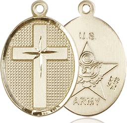 [0883KT2] 14kt Gold Cross Army Medal