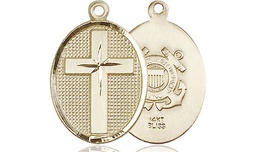 [0883KT3] 14kt Gold Cross Coast Guard Medal