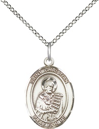 [8257SS/18SS] Sterling Silver Saint Christian Demosthenes Pendant on a 18 inch Sterling Silver Light Curb chain