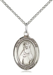 [8260SS/18SS] Sterling Silver Saint Hildegard von Bingen Pendant on a 18 inch Sterling Silver Light Curb chain