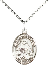 [8267SS/18SS] Sterling Silver Saint Julia Billiart Pendant on a 18 inch Sterling Silver Light Curb chain