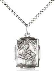 [0804ASS/18SS] Sterling Silver Saint Ann Pendant on a 18 inch Sterling Silver Light Curb chain