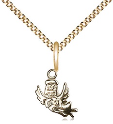 [2128GF/18G] 14kt Gold Filled Guardian Angel Pendant on a 18 inch Gold Plate Light Curb chain