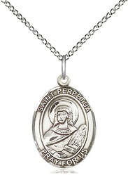 [8272SS/18SS] Sterling Silver Saint Perpetua Pendant on a 18 inch Sterling Silver Light Curb chain