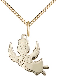 [2129GF/18G] 14kt Gold Filled Angel Pendant on a 18 inch Gold Plate Light Curb chain