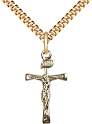 [2137GF/24G] 14kt Gold Filled Maltese Crucifix Pendant on a 24 inch Gold Plate Heavy Curb chain