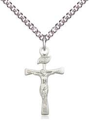 [2137SS/24SS] Sterling Silver Maltese Crucifix Pendant on a 24 inch Sterling Silver Heavy Curb chain