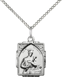 [0804GSS/18SS] Sterling Silver Saint Gerard Pendant on a 18 inch Sterling Silver Light Curb chain