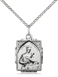[0804GSS/18SS] Sterling Silver Saint Gerard Pendant on a 18 inch Sterling Silver Light Curb chain