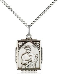 [0804JSS/18SS] Sterling Silver Saint Jude Pendant on a 18 inch Sterling Silver Light Curb chain