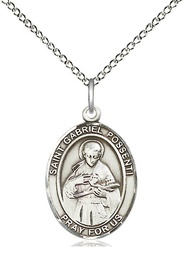 [8279SS/18SS] Sterling Silver Saint Gabriel Possenti Pendant on a 18 inch Sterling Silver Light Curb chain