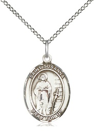 [8280SS/18SS] Sterling Silver Saint Susanna Pendant on a 18 inch Sterling Silver Light Curb chain