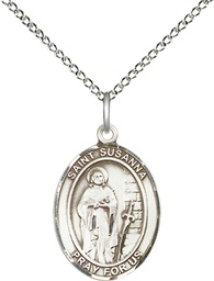 [8280SS/18SS] Sterling Silver Saint Susanna Pendant on a 18 inch Sterling Silver Light Curb chain