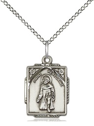 [0804PSS/18SS] Sterling Silver Saint Peregrine Pendant on a 18 inch Sterling Silver Light Curb chain