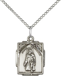 [0804PSS/18SS] Sterling Silver Saint Peregrine Pendant on a 18 inch Sterling Silver Light Curb chain