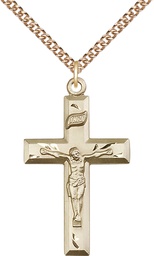 [2186GF/24GF] 14kt Gold Filled Crucifix Pendant on a 24 inch Gold Filled Heavy Curb chain