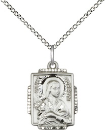 [0804QSS/18SS] Sterling Silver Saint Maria Goretti Pendant on a 18 inch Sterling Silver Light Curb chain