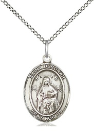 [8286SS/18SS] Sterling Silver Saint Deborah Pendant on a 18 inch Sterling Silver Light Curb chain