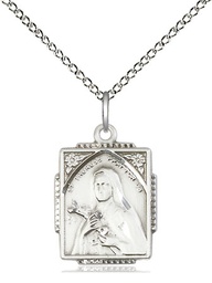 [0804TESS/18SS] Sterling Silver Saint Therese Pendant on a 18 inch Sterling Silver Light Curb chain