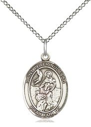 [8291SS/18SS] Sterling Silver Saint Peter Nolasco Pendant on a 18 inch Sterling Silver Light Curb chain