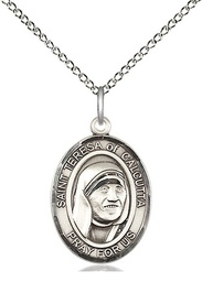 [8295SS/18SS] Sterling Silver Saint Teresa of Calcutta Pendant on a 18 inch Sterling Silver Light Curb chain