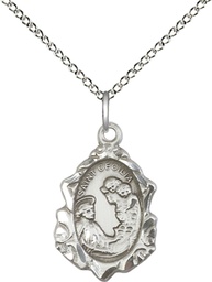 [0822CESS/18SS] Sterling Silver Saint Cecilia Pendant on a 18 inch Sterling Silver Light Curb chain