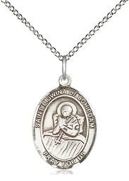 [8297SS/18SS] Sterling Silver Saint Lidwina of Schiedam Pendant on a 18 inch Sterling Silver Light Curb chain