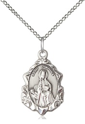 [0822DYSS/18SS] Sterling Silver Saint Dymphna Pendant on a 18 inch Sterling Silver Light Curb chain