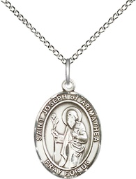 [8300SS/18SS] Sterling Silver Saint Joseph of Arimathea Pendant on a 18 inch Sterling Silver Light Curb chain