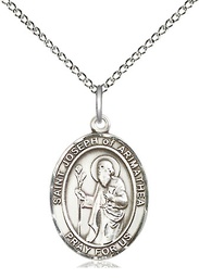 [8300SS/18SS] Sterling Silver Saint Joseph of Arimathea Pendant on a 18 inch Sterling Silver Light Curb chain