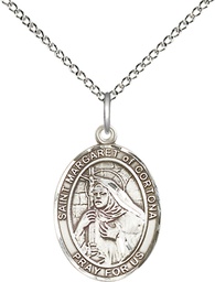 [8301SS/18SS] Sterling Silver Saint Margaret of Cortona Pendant on a 18 inch Sterling Silver Light Curb chain