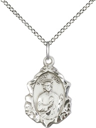 [0822JSS/18SS] Sterling Silver Saint Jude Pendant on a 18 inch Sterling Silver Light Curb chain