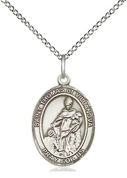 [8304SS/18SS] Sterling Silver Saint Thomas of Villanova Pendant on a 18 inch Sterling Silver Light Curb chain