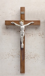 [17/512] 12In. Walnut Crucifix With Silverplatd Salerni Corpus