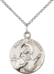 [0827SS/18SS] Sterling Silver Saint Dorothy Pendant on a 18 inch Sterling Silver Light Curb chain