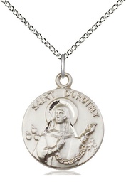 [0827SS/18SS] Sterling Silver Saint Dorothy Pendant on a 18 inch Sterling Silver Light Curb chain