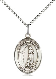 [8314SS/18SS] Sterling Silver Saint Zoe of Rome Pendant on a 18 inch Sterling Silver Light Curb chain
