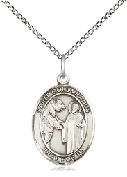 [8321SS/18SS] Sterling Silver Saint Columbanus Pendant on a 18 inch Sterling Silver Light Curb chain