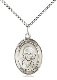 [8322SS/18SS] Sterling Silver Saint Gianna Pendant on a 18 inch Sterling Silver Light Curb chain