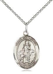 [8325SS/18SS] Sterling Silver Saint Cornelius Pendant on a 18 inch Sterling Silver Light Curb chain