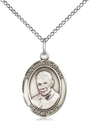 [8326SS/18SS] Sterling Silver Saint Luigi Orione Pendant on a 18 inch Sterling Silver Light Curb chain