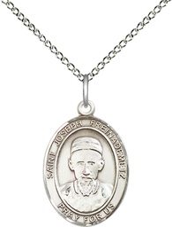 [8329SS/18SS] Sterling Silver Saint Joseph Freinademetz Pendant on a 18 inch Sterling Silver Light Curb chain